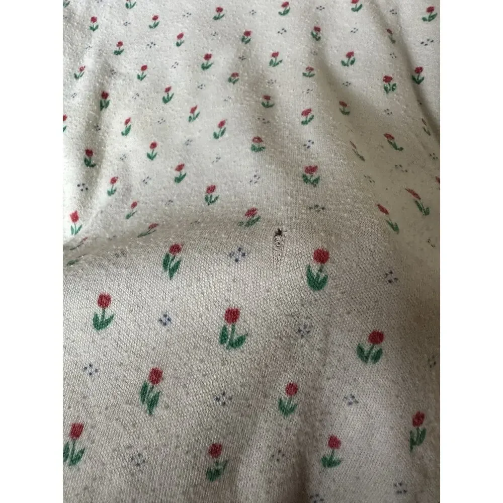 Vintage OshKosh B’gosh Logo Floral Turtleneck Size 6x White Red Tulips Flowers